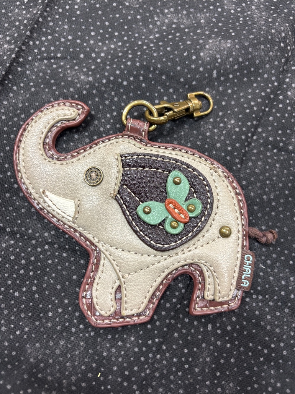 Chala Elephant Keychain Coin Purse Gray, Brown, Mint
